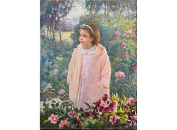 Vintage Impressionist Oil On Canvas 'Portrait Of Little Girl'