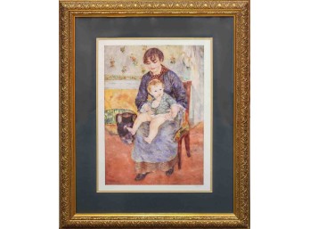 Impressionist Lithograph On Paper 'Mother And Child'