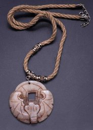 Old Carved White Jade Pendant