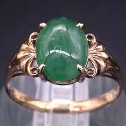 14K Gold Type A Jadeite Ring