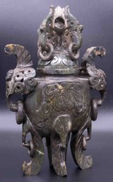 Old Hand Carved Jade Incense Burner