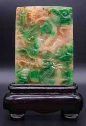 Old Hand Carved Jade Relief Bi