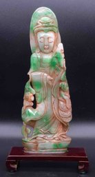 Old Hand Carved Jade Bodhisattva Sculpture