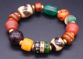 Old Dzi Bead And Amber Fenshui Bracelet