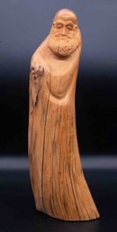 Antique Wood Sculpture Of Old Priest