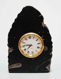 Vintage Modernist Quartz Table Clock In Marble