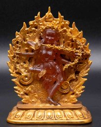 Old Brass And Glass Indian Goddess Kurukulle Figure