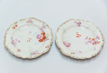 1900s Edme Samson A Pair Of Hand Painted Flower Plates