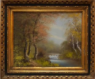 Vintage Impressionist Landscape Oil On Canvas