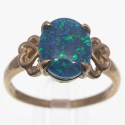 9K Gold Blue And Green Mosaic Opal Ring