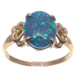 9K Gold Blue And Green Mosaic Opal Ring
