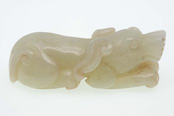 Old White Jade Beast Sculpture