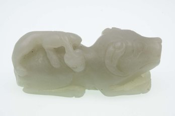 Old White Jade Beast Sculpture