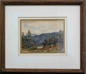 Antique Impressionist Watercolor On Paper Signed E.M. Bannister