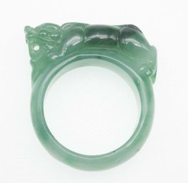 Carved Icy Jadeite Ring