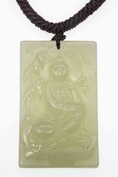 Antique Hand Carved Jade Bodhisattva Pendant