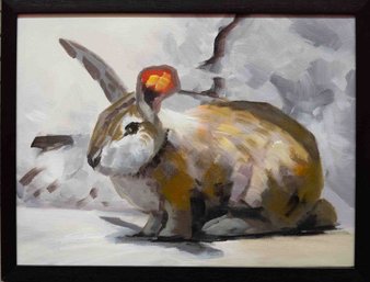 Figurative Oil On Canvas 'Bunny'