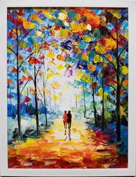 Modernist Oil On Canvas 'Colorful Path'