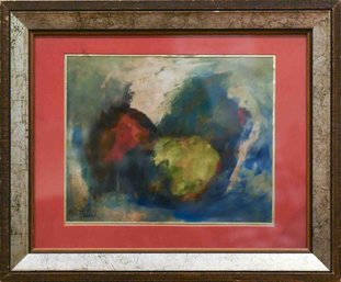 Mid Century Expressionist Mixed Media On Paper Signed AW. Thomas 61