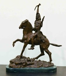 Vintage Frederick Remington Style Bronze Sculpture 'Chief On Horse'