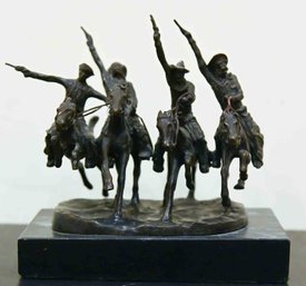 Vintage Frederick Remington Style Bronze Sculpture 'Hunting Party'