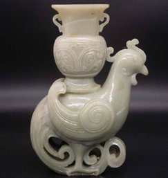 Old Chinese Carved Jade Phoenix Vase