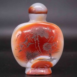 Old Chinese Carved Jade Snuff Bottle