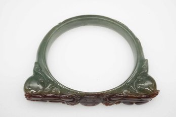 Carved Green Jade Bangle