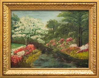 Early 20th Century Impressionist Oil On Canvas Board Signed Maude K Eggemeyer