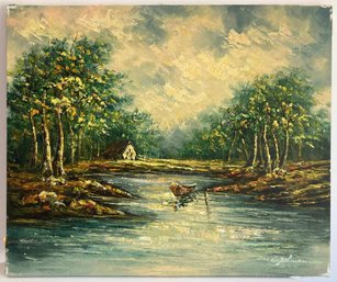 1970's RiverSide View Oil Signed