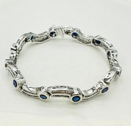 Natural Diamond And Sapphire, 14KT White Gold  Bracelet'# 2478