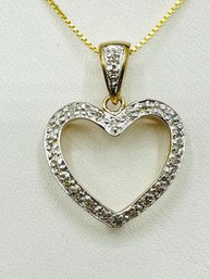 14KT Yellow Gold  Natural Diamond Heart Pendant And Chain 26 Pcs Diamond  # 2010