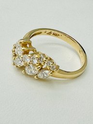 14KT Yellow Gold  Natural Diamond Ring 15 Pcs Round And Marquis Diamond '# 2023