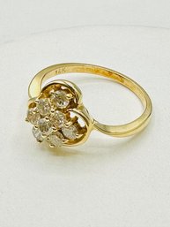 14KT Yellow Gold  Natural Diamond Cluster Ring  8 Pcs Diamond #2029