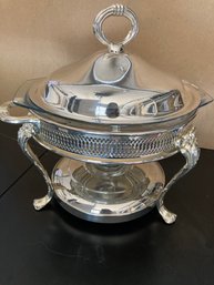 Stainless Steel And Glass Candle Food Warmer With Lid