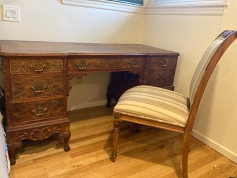 Antique Hard Wood Desk And Chair Set