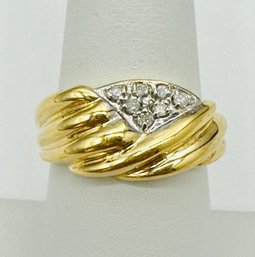 14KT Yellow Gold  Natural Diamond Ring Size: 7.25''# 2079