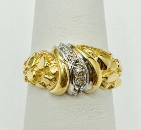 14KT Yellow Gold  Natural Diamond Nuggets Ring Size: 6.25''# 2080