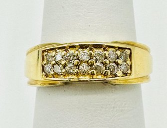 14KT Yellow Gold  Natural Diamond Ring Size: 6.5''# 2084