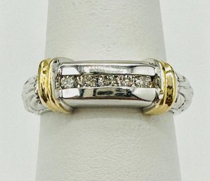 14KT White And Yellow Gold  Natural Diamond Ring Size: 7''# 2085