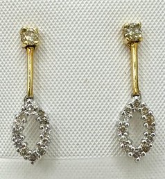 18KT White And Yellow Gold  Pair Of Natural Diamond Drops Earrings '# 2077