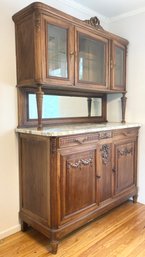 Antique Vintage Marble Surface 82H Hardwood Kitchen Pantry 22dx59Wx82H