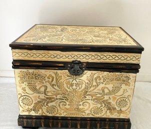 Beautiful Carved Storage Container 16.5 Wx13.3Hx12.5D