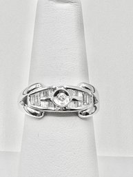 14KT White Gold With 19 Pcs Round & Beguette Diamond Ring Size 6.5 - J11134