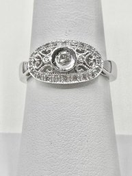 14KT White Gold With Natural Round Diamond Size 6.75 - J11144