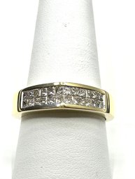 14KT Gold 24 Pcs Princess Cut Natural Diamond Ring Size 10 - J11160