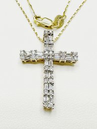 14KT Yellow Gold 44 Pcs Round And Baguette Cut Diamond Necklace - J11167