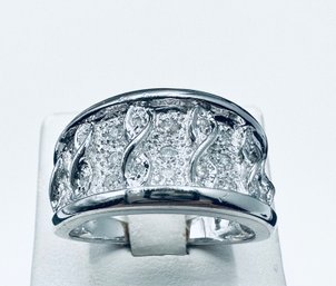 14KT White Gold Natural Diamond Fancy Ring Size 6.75 - J11210