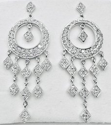 18KT White Gold Natural Diamond Chandelier Earrings - J11240