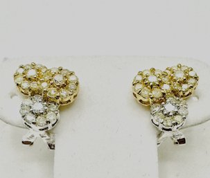 18KT 2-Tone Gold Natural Diamond Earring - J11242